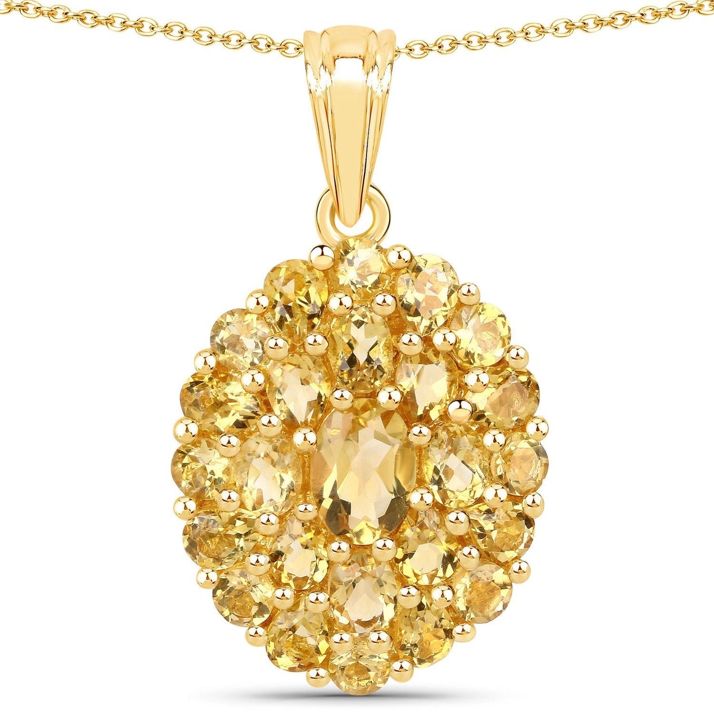 4.16 Carat Genuine Citrine .925 Sterling Silver Pendant - ThisandThatShoppe