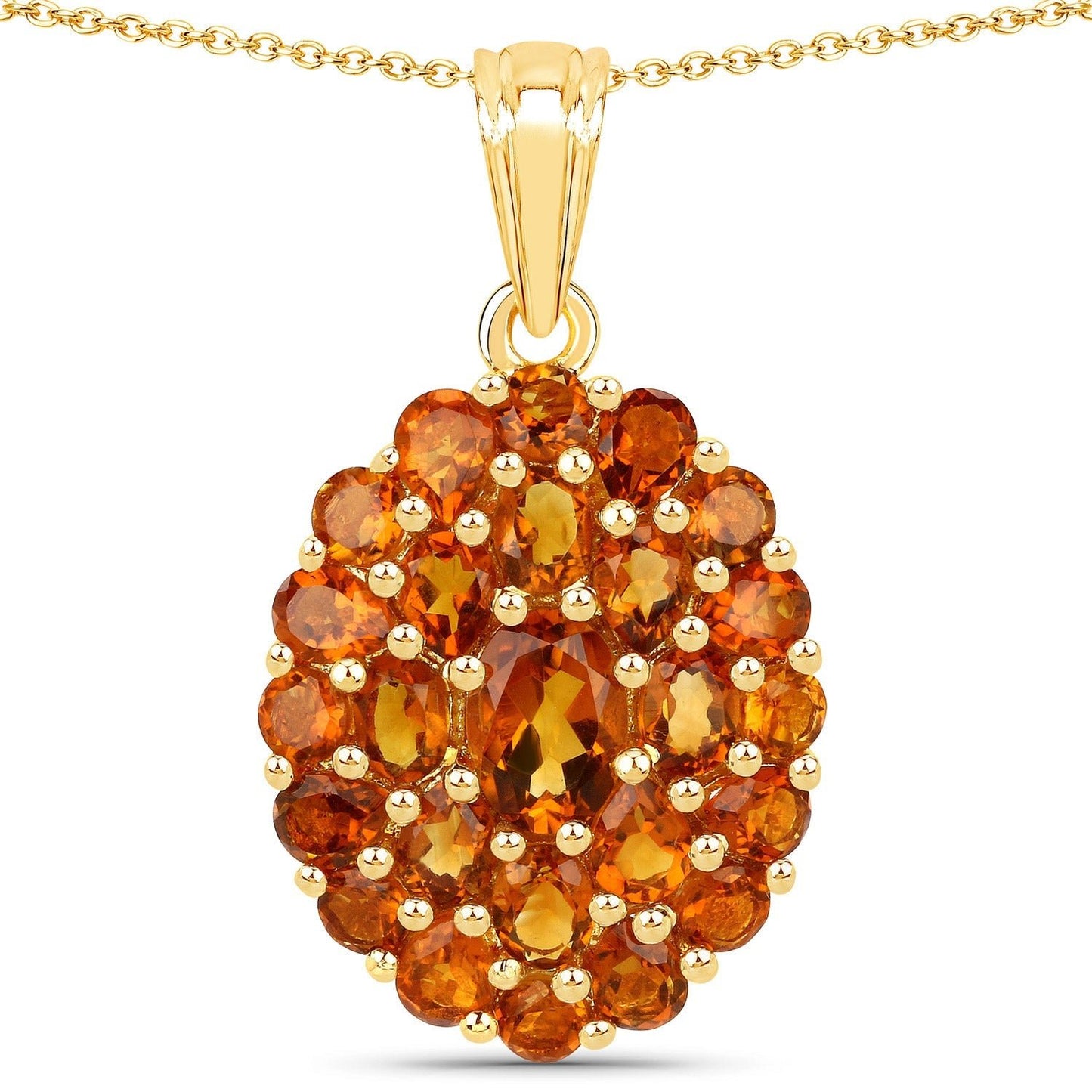 4.08 Carat Genuine Citrine .925 Sterling Silver Pendant - ThisandThatShoppe