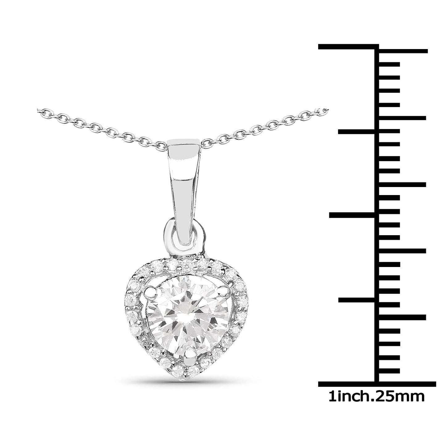 Pendentif en argent sterling 925 avec oxyde de zirconium blanc véritable de 1,52 carat