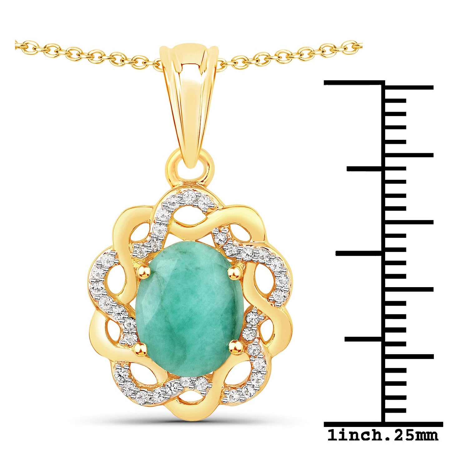 2.78 Karat echter Smaragd und weißer Topas .925 Sterling Silber Anhänger