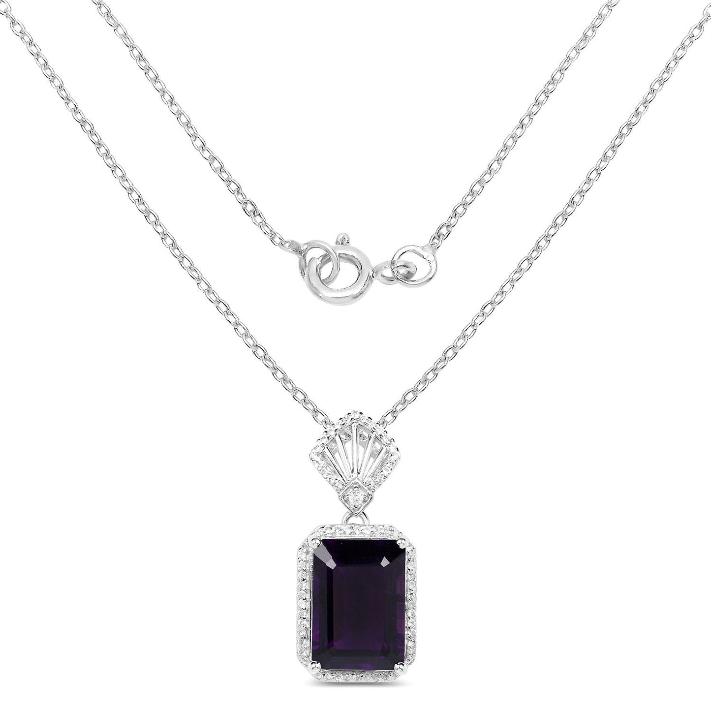 7,37 Karat echter Amethyst und weißer Zirkon, Anhänger aus 925er Sterlingsilber