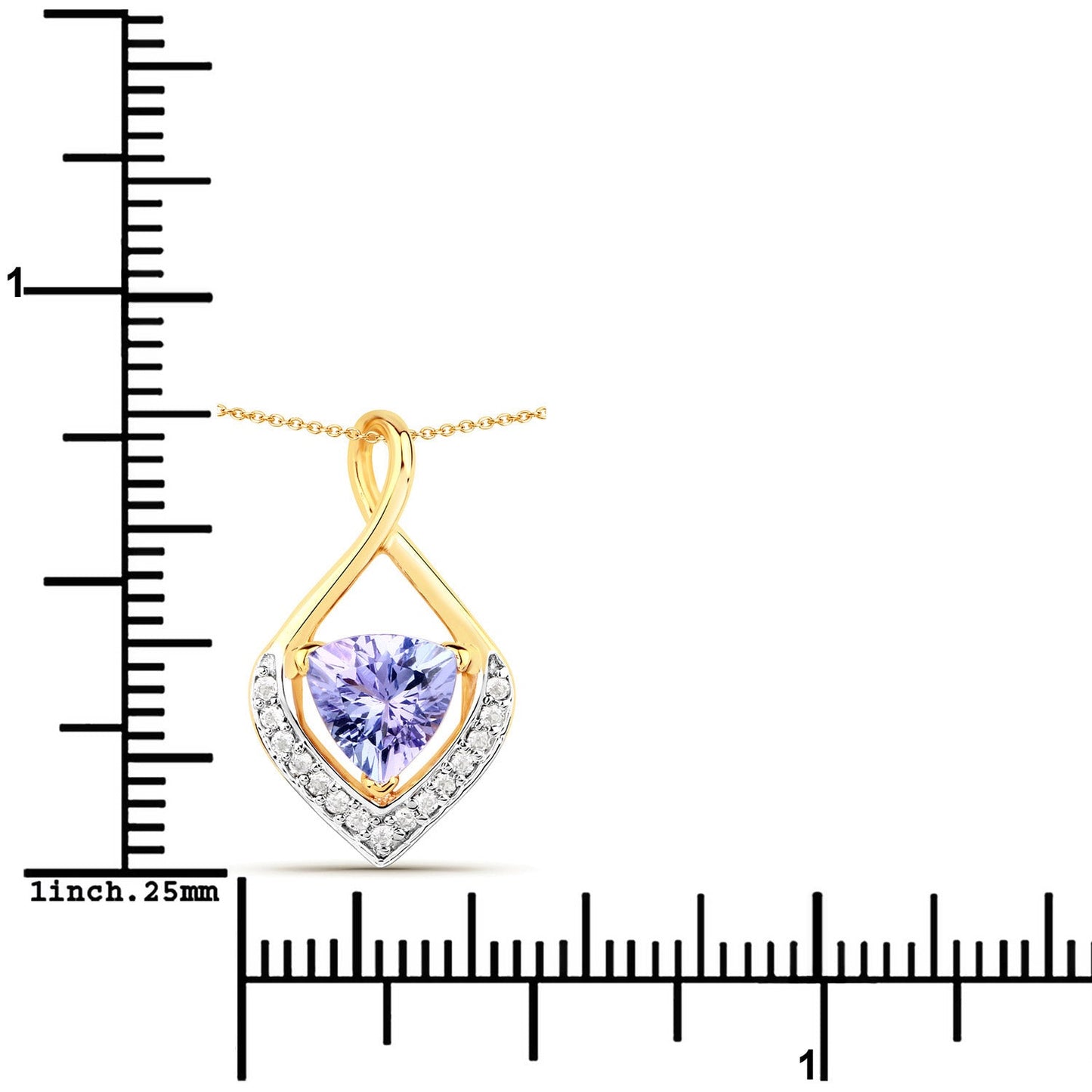 0,96 Karat echter Tansanit und weißer Topas .925 Sterling Silber Anhänger