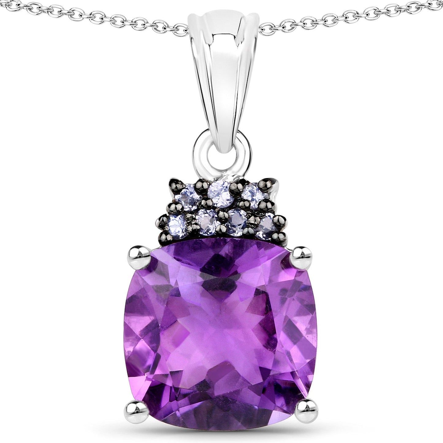 6.10 Karat echter Amethyst- und Tansanit-Anhänger aus 925er Sterlingsilber
