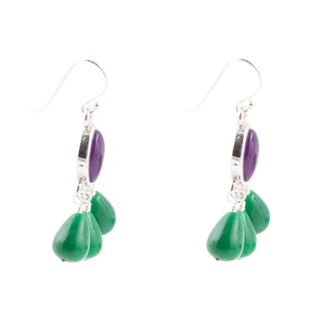 Peacock Purple Agate Drop Earrings - ThisandThatShoppe