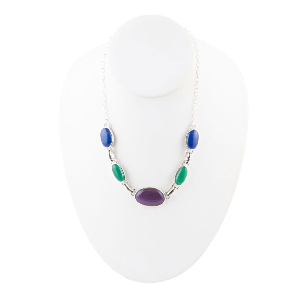 Collier multicoque en agate violet paon