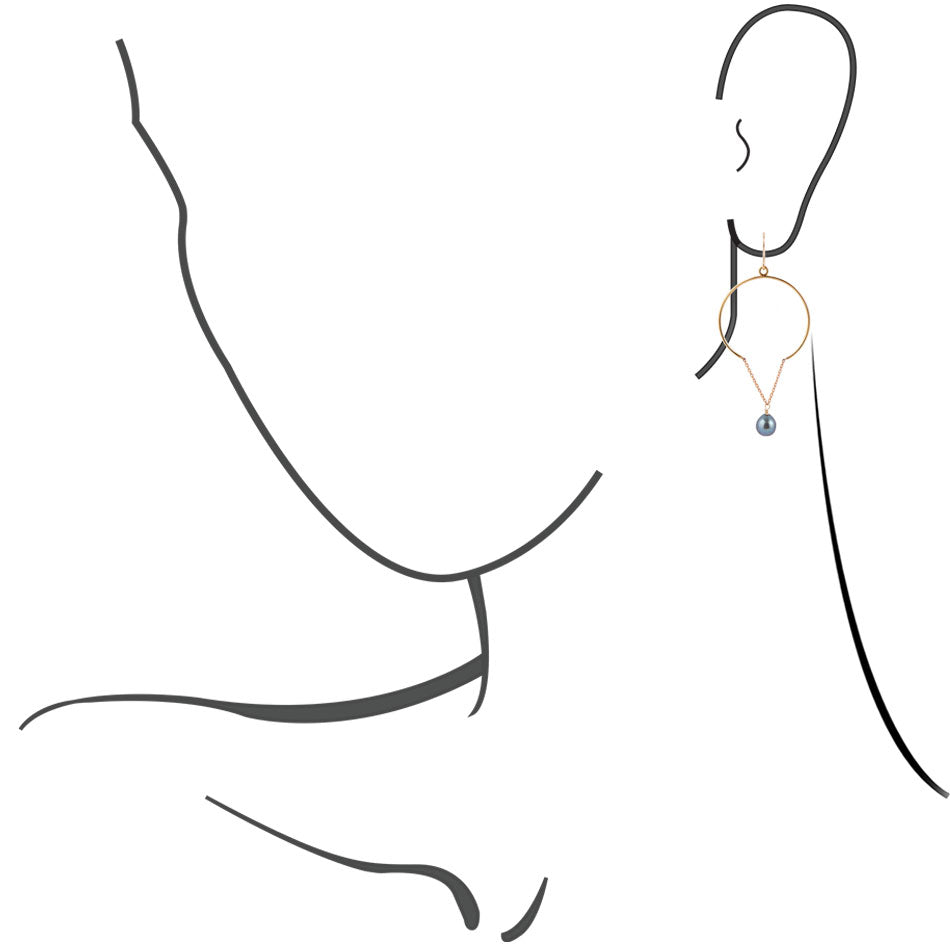 Boucles d'oreilles chaînes perles et bronze
