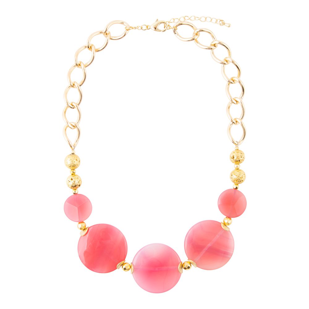 Peony Fuchsia Pink Agate Statement Necklace - ThisandThatShoppe