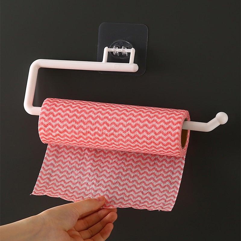 Perforation-Free Kitchen Toilet Paper Holder Special Paper Towel Rack Cling Film Storage Rack Toilet Paper Rag Holder Wall Mount Self Adhesive Toilet Paper Holder Durable Stainless Steel Brushed Nickel Toilet Paper Roll Holder Modern No Drilling