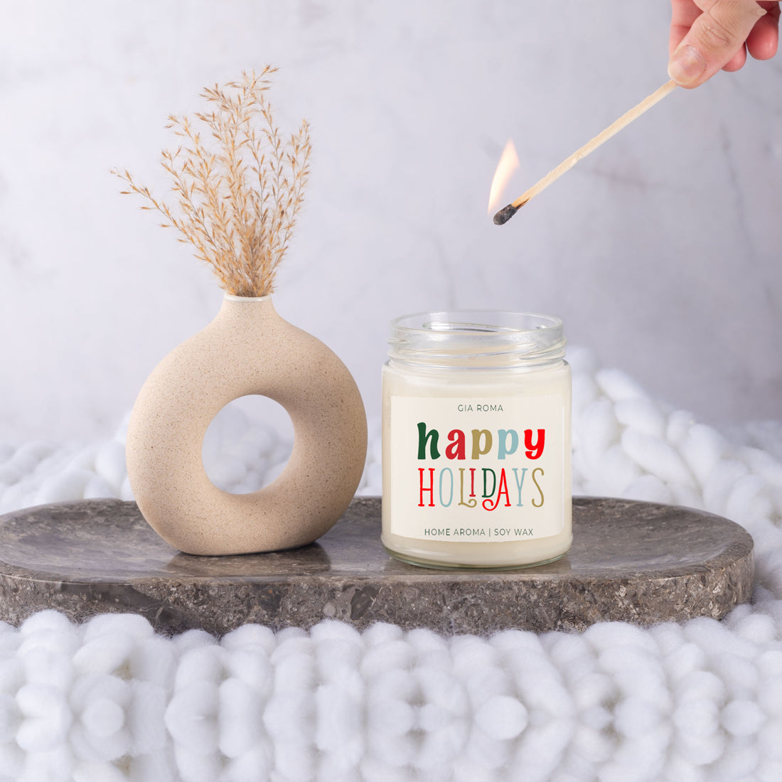 Pine Orange Holiday Candle 9oz Soy, Fresh Christmas Tree, Birch Vetiver