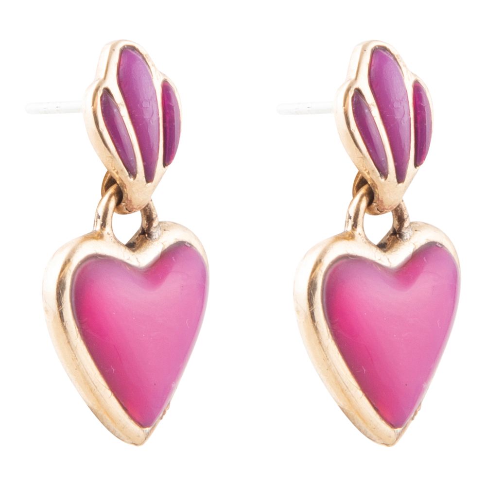 Pink Agate Heart Drop Golden Earrings - ThisandThatShoppe