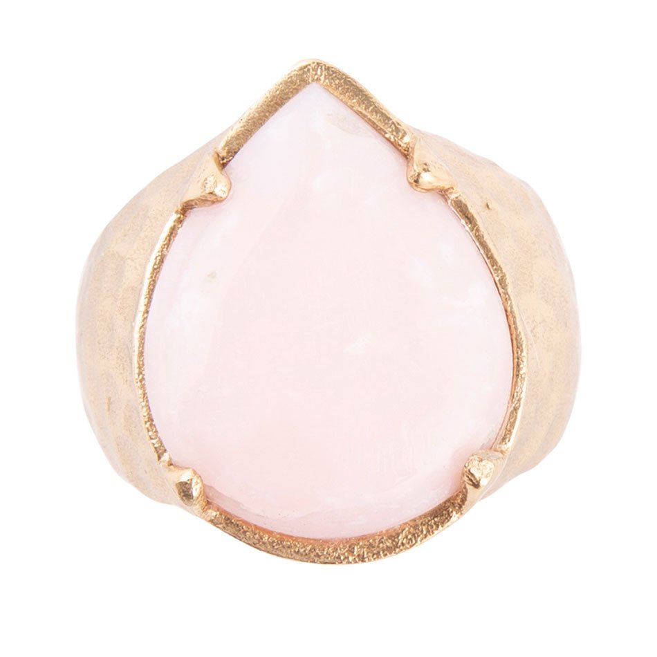 Pink Opal Golden Teardrop Ring - ThisandThatShoppe