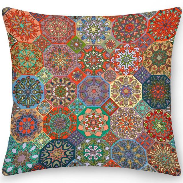 Polyester Pillow Case Square Cushion Cover Pillow Double Sides Ethnic Flower Bohemian Throw Pillow Covers Pillow Covers Retro Floral Cushion Covers Spiritual Decor Square Pillowcase Office Home Decoration