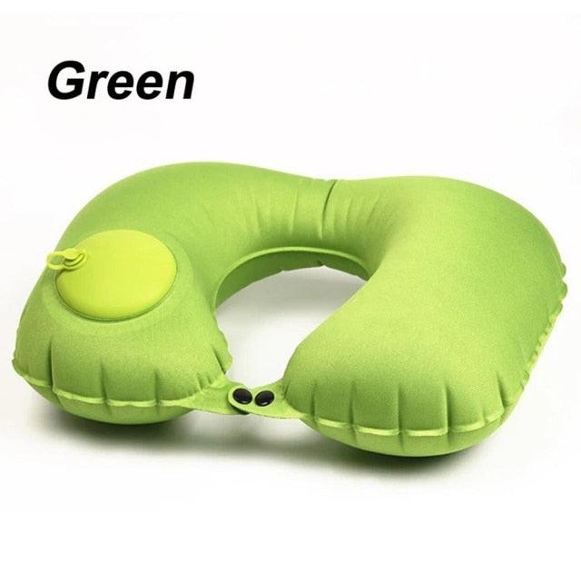 Portable U-Shape Inflatable Travel Pillow Car Head Rest Air Cushion for Travel Office Nap Head Rest Air Cushion Neck Pillow Inflatable Travel Neck Pillows Hand Press U-Shaped Headrest Cushion Compressible Ergonomic Inflating Pillows for Neck Support