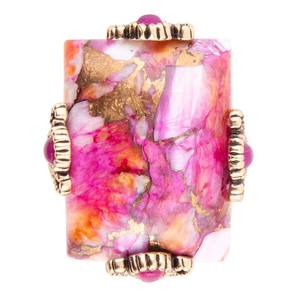 Prismatic Pink Spiny Oyster Matrix Statement Ring - ThisandThatShoppe
