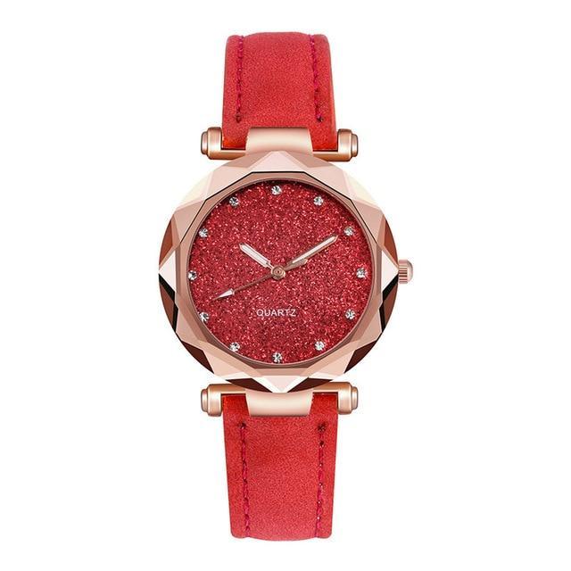 Women's Causal Watch With Leather Belts And Sandblasted Background Luxury Wristwatch Excellent Design Perfect Gift