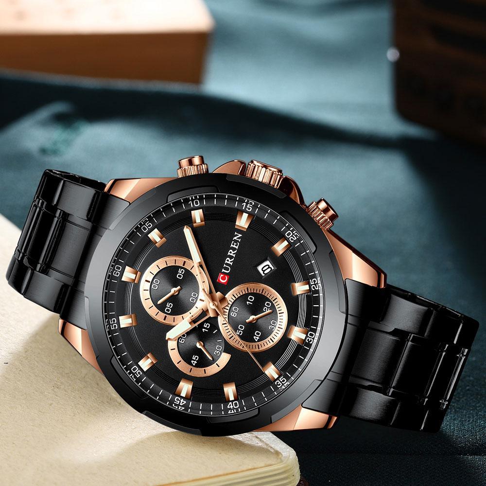 Men's Water Resistant Watch With Chronometers Day View Unique Design Perfect Gift