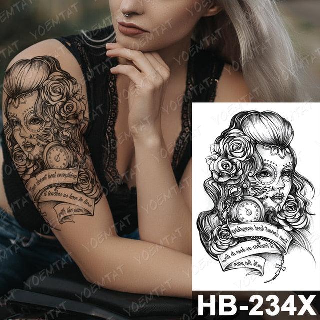 New Big Butterfly Waterproof Temporary Sticker Tattoo Elegant Black Colorful Tattoos Rose For Women Men