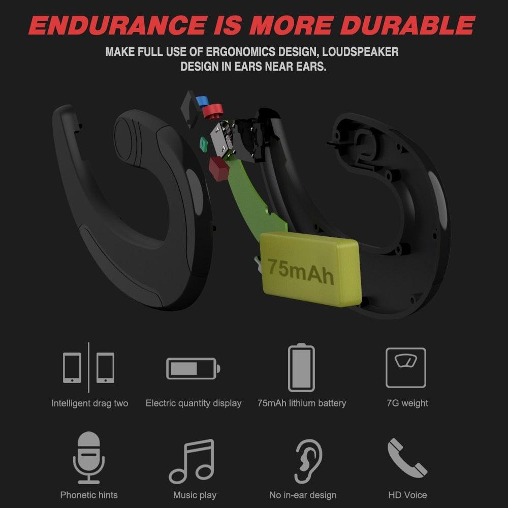 Modern Wireless Bluetooth Headphone Single Earphone Earbuds Exquisite Headset Wireless Bone Conduction Earphones Business Earbuds Bluetooth 4.1 Headphones Over Ear Hooks Handsfree Bone Conduction Earphones Headphones With Microphone