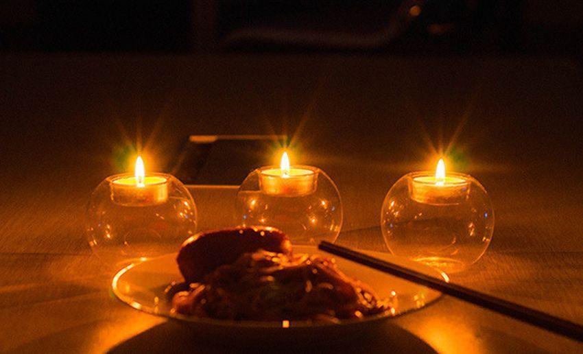 Round Hollow Glass Candle Tea light Holder Candlestick Home Decorations for Dinner Table Wedding Candle Holder Wedding Candlestick Fine Transparent Crystal Glass Candlestick Dining Home Decor