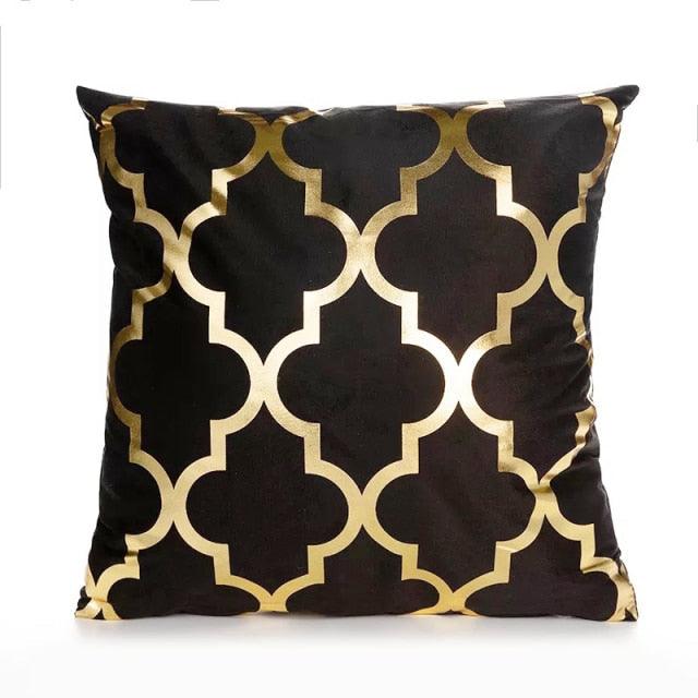 Black Gold Pillow Geometric Cushion Hot Pillows For Chairs Seat Pillowcase Black Striped Pillow Case Luxury Soft Cushion Covers Decor Home Livingroom Decoration 45x45CM