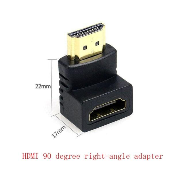 HDMI Compatible 90 Degree Right Angle Adapter HDMI 270 Degree HDMI Gold Plated HDMI 2.0 Male To Female Adapter Connector HDMI Cable Extender 3D 4K Supported