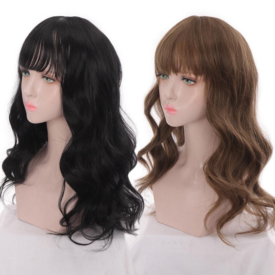 Synthetic Wigs For Women Daily Cosplay Long Water Wave Lolita Wig With Bangs Cold Brown Heat Resistant Hair Bob Wigs For Black Women Cosplay Wigs For Women Gifts for Girlfriends
