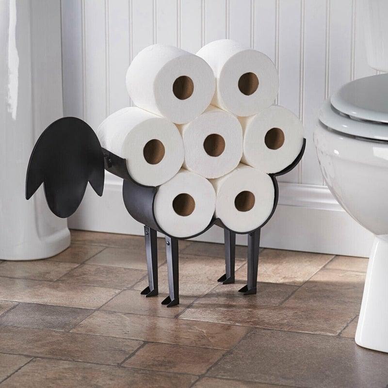 Sheep Decorative Toilet Paper Holder Bathroom Hardware Tissue Storage Toilet Roll Holder Bathroom Accessories Iron Paper Storage Sheep Toilet Paper Roll Holder Metal Wall Mounted Free Standing Bathroom Tissue Storage