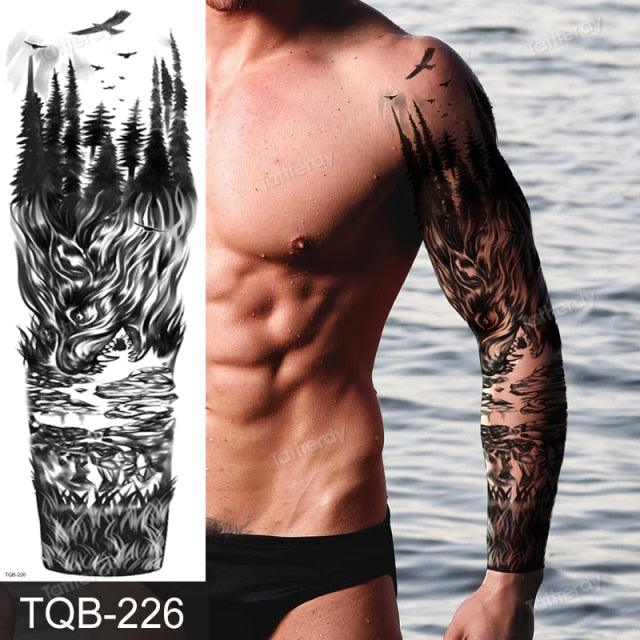 Large Black Temporary Tattoo Waterproof Luxury Big Tattoo For Body Arm Legs Modern Design
