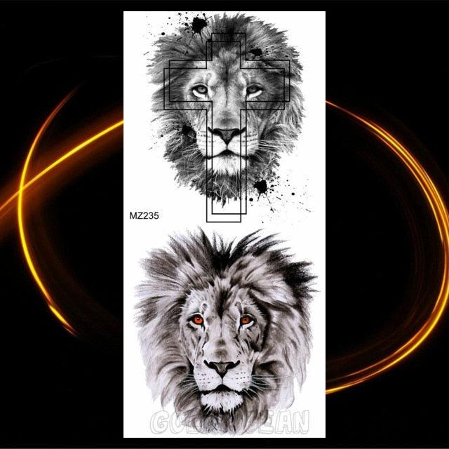 Luxury Tiger Temporary Tattoos Fox Wolf Fake Tattoo Sticker Realistic Black Animal Temporary Tattoo Stickers For Mens