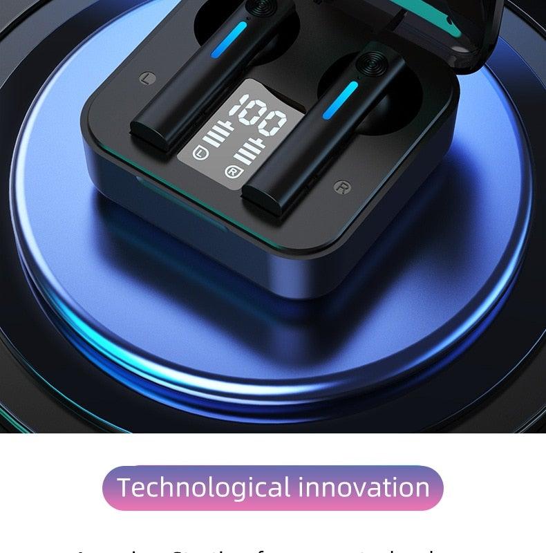 LED Display Bluetooth 5.0 Wireless Headphone Magnetic 9D Stereo Sound Earbud Sports Easy Pairing Earphone With Microphone Bluetooth In Ear Built-in Mic Headset For Sport Black Headphones Wireless Light Weight Design