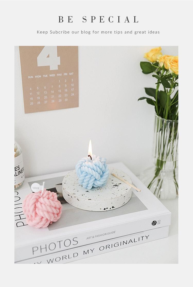 Creative Handmade Wool Ball Candle Scented Candle Hand Poured Scented Handmade Candle Decorative Candle For Bedroom Bathroom Aromatherapy Candle Gift Box Essential Oil Scented Candle Home Decoration