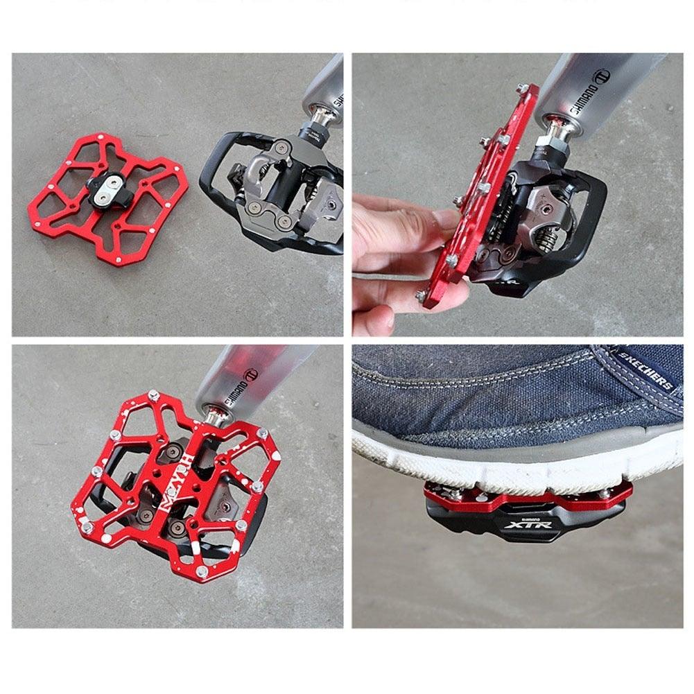 1 Pair Aluminum Alloy Bicycle Clipless Pedal Platform Adapters For Bike Pedals Mountain Road Bike Accessories Universal Clipless Alloy Platform Adapters Cleats Pedal