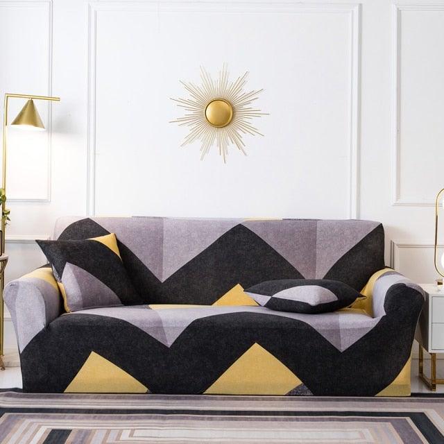 Elastic Plain Floral Printing Sofa Cover Stretch for Living Room Couch Cover Chair Protector 1/2/3/4 Seater Printed Couch Cover for 3 Cushion Couch Floral Pattern Sofa Cover with Separate Cushion Cover Pieces Stretch Sofa Slipcover