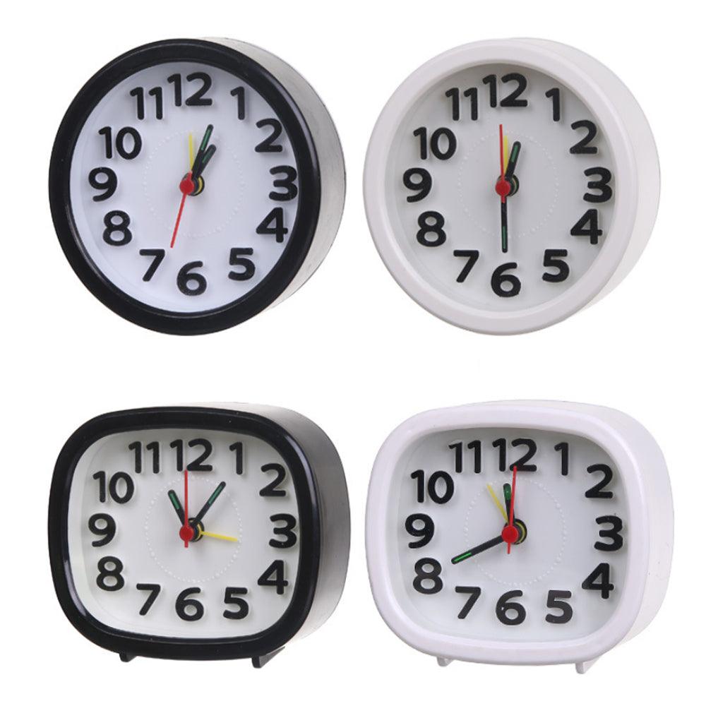 Square Round Small Alarm Clock Snooze Silent Sweeping Wake Up Table Clock Travel Alarm Clock Analog Small Simple Battery Operated Clock Non Ticking Alarm Clock Snooze Light Functions Bedside Table Clock Battery Powered Compact Portable Travel Alarm Clock