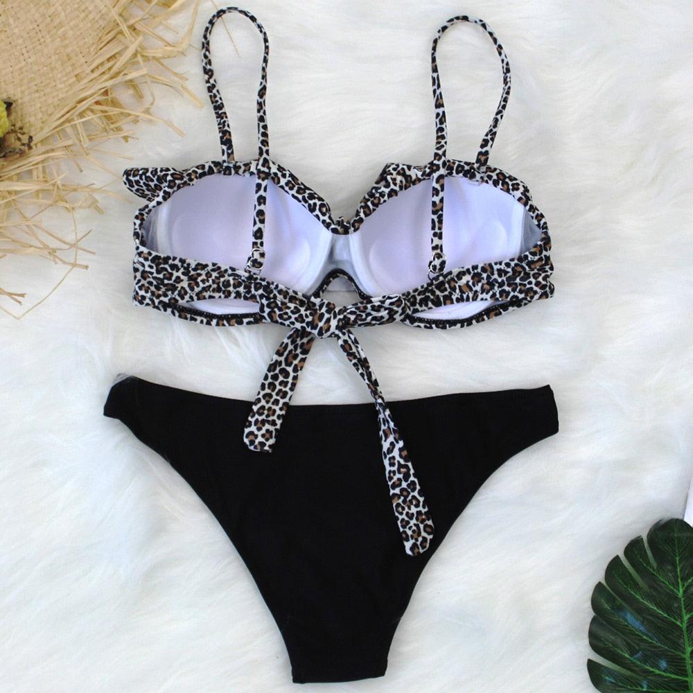 Female Two Piece Swimsuit Low Waist Bikini Floral Printing Swimwear Push Up Bathing Suit Detachable Padded Push Up Striped Bikini Set Two Piece Swimsuit Ladies Vintage Lace Bikini Sets Beach Swimwear