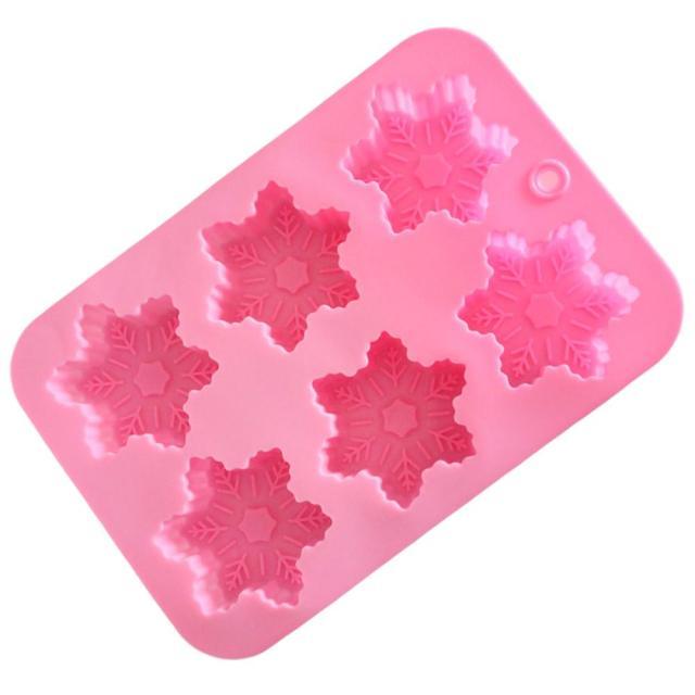 Snowflake Chocolate Mold Soap Silicone Ice Tray Cake Christmas Mould 6 Cavities Baking Pastry Tools Silicone Snowflake Molds Cake Pans Cookie Trays Handmade Soap Making Mould