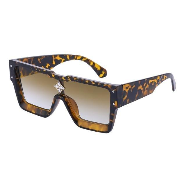 Oversized Square Shape Sunglasses For Women & Men New Luxury Design Sun Glasses For Female New Fashionable Large Frame Silver Mirror Eyewear