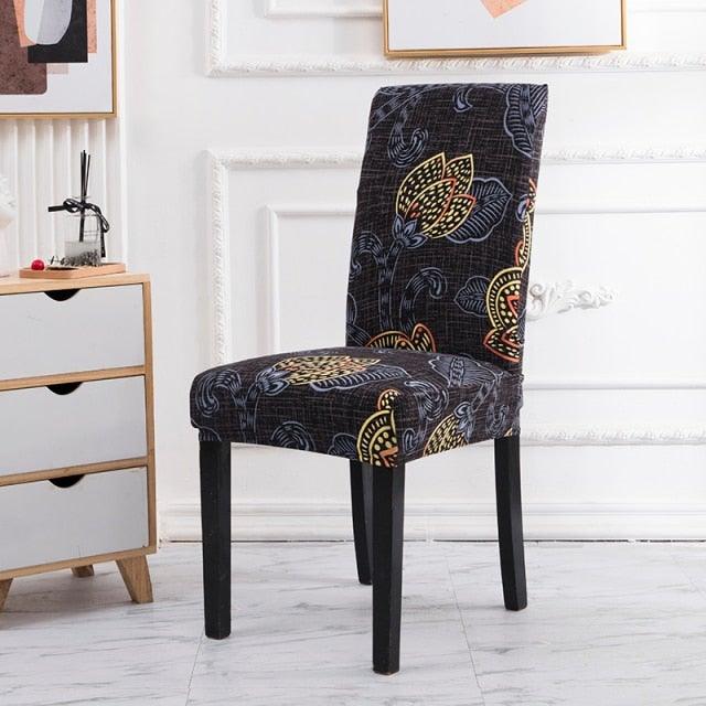 Printed Chair Cover Spandex Stretch Durable Soft Seat Chair Covers Slipcovers for Kitchen Dining Room Wedding Banquet Hotel Chair Covers for Dining Room Stretch Spandex Removable Washable Anti-dust Seat Slipcover Protector for Hotel Office Ceremony