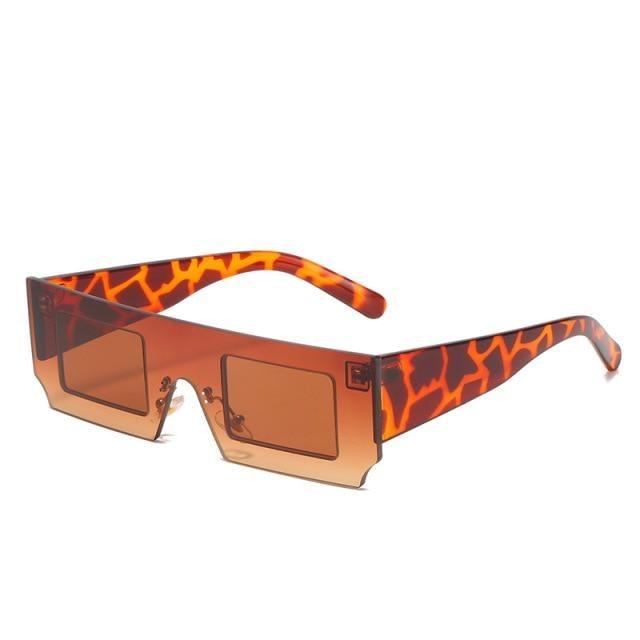 Rectangle Sunglasses for Women Retro Trendy Fashion Glasses Oval Lenses Narrow Thin Square Frame with UV400 Protection Decent Contrast Color Slice Box Style Glasses In Ocean Color Sunglasses For Men & Women