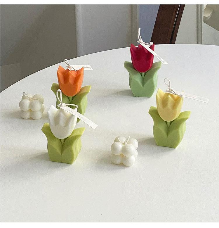 Tulip Candle Aroma Decoration Wedding Souvenir Birthday Gift Decoration Candles Handmade Delicate Tulip Flower Shape Candle Perfect for Birthday Party Wedding Spa Home Decor