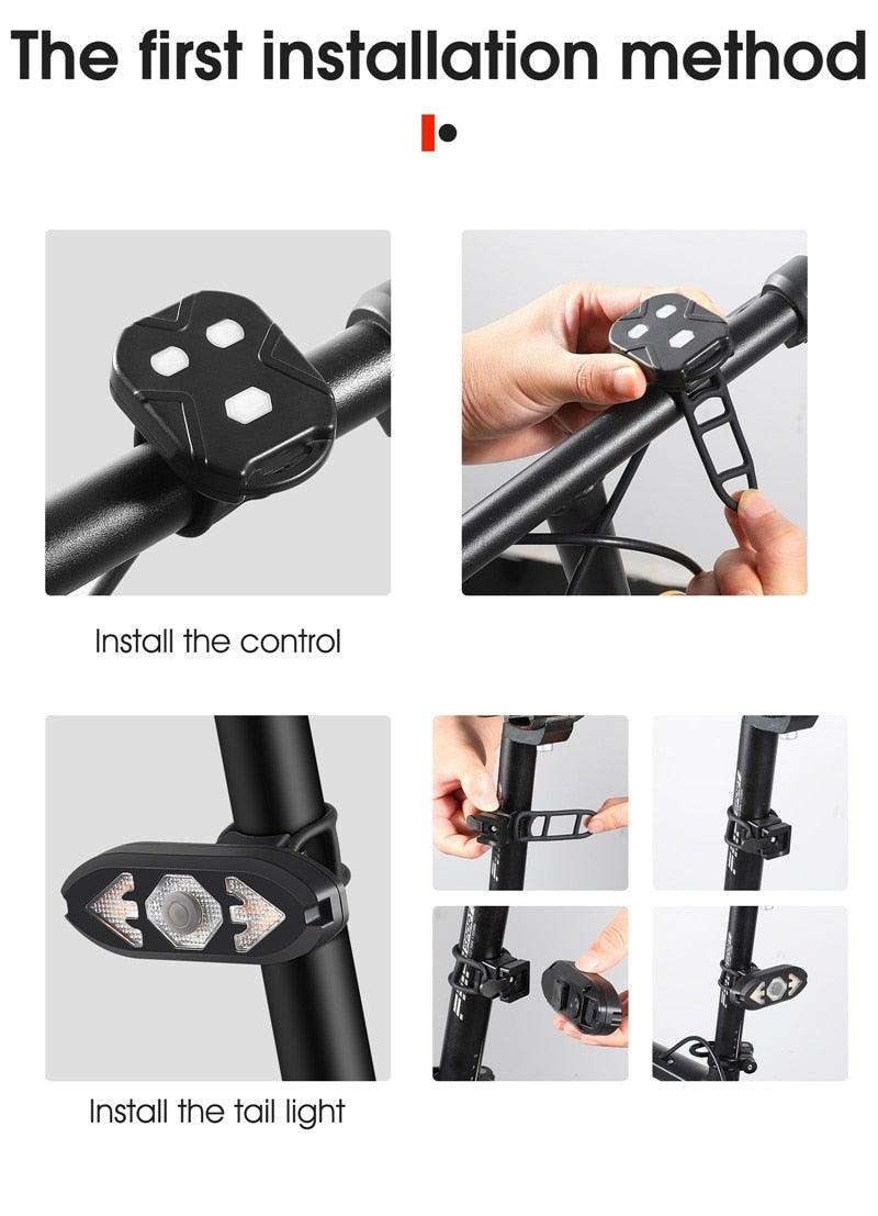 Smart Bike Light Wireless Remote Control Cycling Turning Signal Taillight USB Bicycle Rechargeable Rear Light LED Warning Lamp Bicycle Rear Light Safety Warning Bike Lights Brightest Bike Indicators Fit Saddle Rears