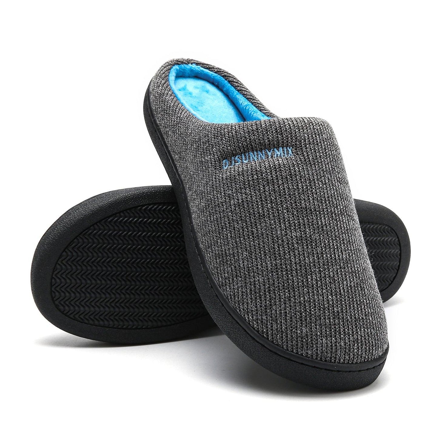 Men's Cotton Fabric Slippers Indoor Non-Slip Home Fur Couple Flat Men Winter Slipper Cotton Memory Foam Slippers Comfort Knitted Cotton-blend Closed Toe House Indoor Outdoor Shoes