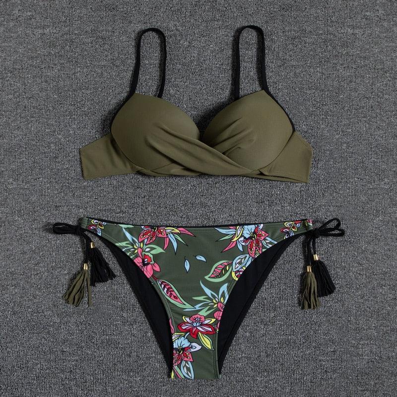 Bikini Push Up Swimwear Bikini Set Pink Swimwear Women Micro Swimsuit Female Bandage Bikini Beach Wear Swimming Two-Piece Swimsuit Summer Swimsuit for Women