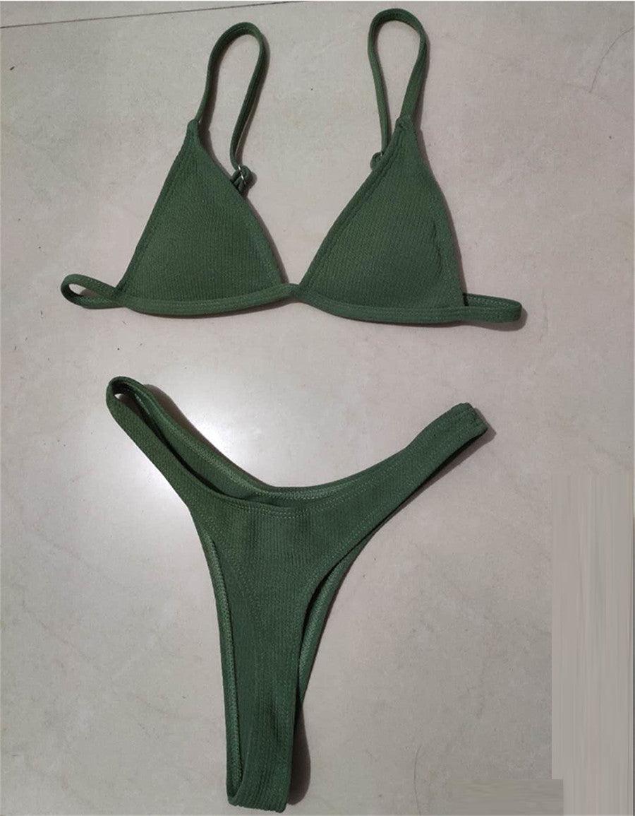 Bikini Set Swimsuit Small Cup High Cut Style Beach Solid Black White Micro Swimwear Thong Bikinis Women's Micro String Bikini Swimsuits Padded High Cut Bathing Suits