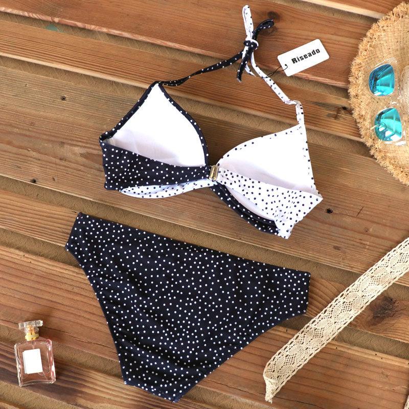 Push Up Women Bikinis Swimwear Women's Bathing Suits Push Up Halter Bandage Bikini Floral Printing Swim Bottoms Two Piece Swimsuits Women Swimsuits Bathing Suit Halter Leaf Print Beach Wear Plus Size