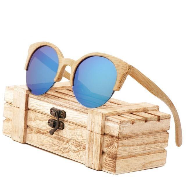 Elegant Wooden Design Classic Sunglasses Design Stylish Popular Wooden Sunglasses For Men & Women Round Bamboo Glasses Mirror Sun Glasses Retro Glasses