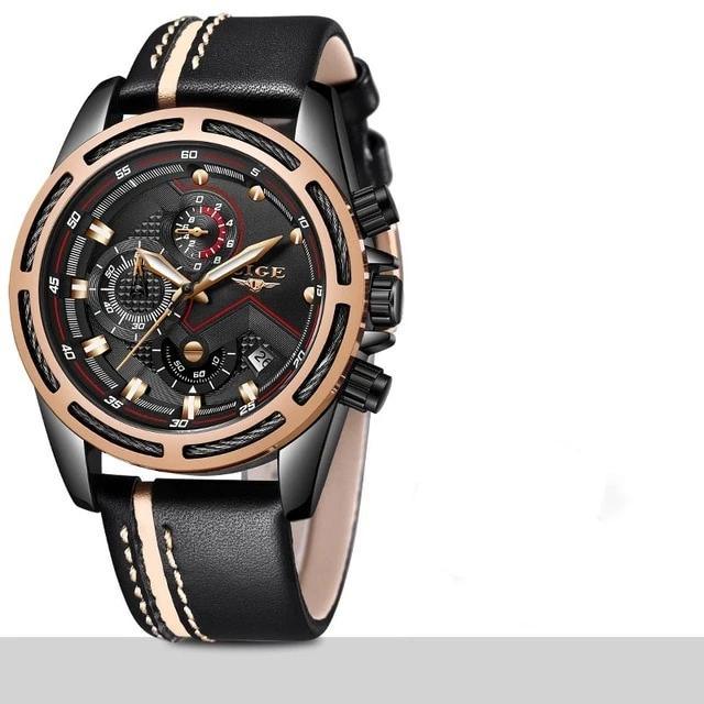 Waterproof Men's Sports Watch With Leather Transparent Belts, Chronometers Day View Perfect Gift