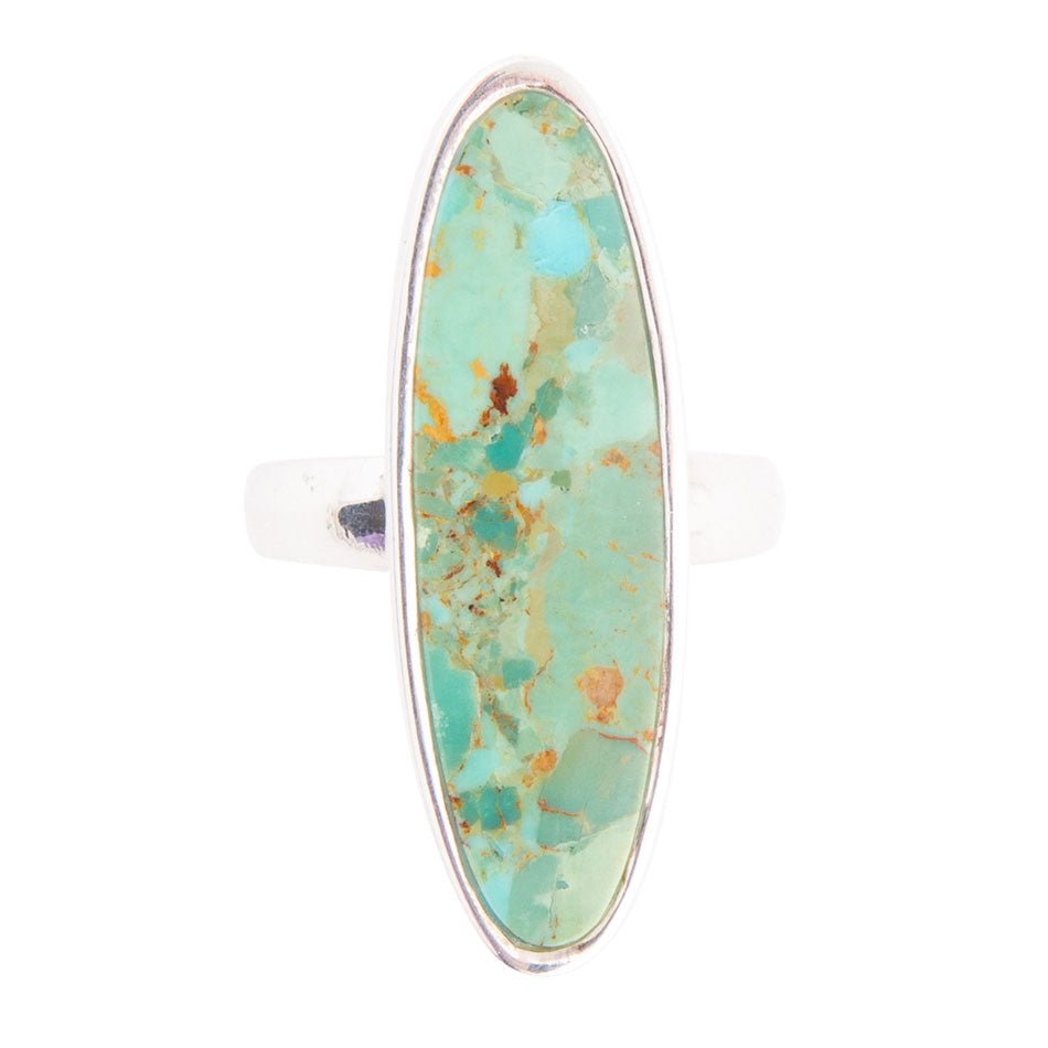 Pueblo Blue Turquoise and Sterling Silver Oval Ring - ThisandThatShoppe