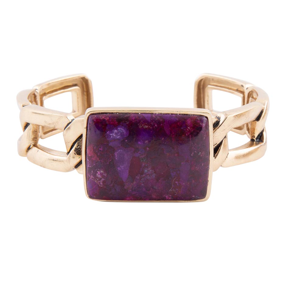 Purple Turquoise Golden Cuff Bracelet - ThisandThatShoppe