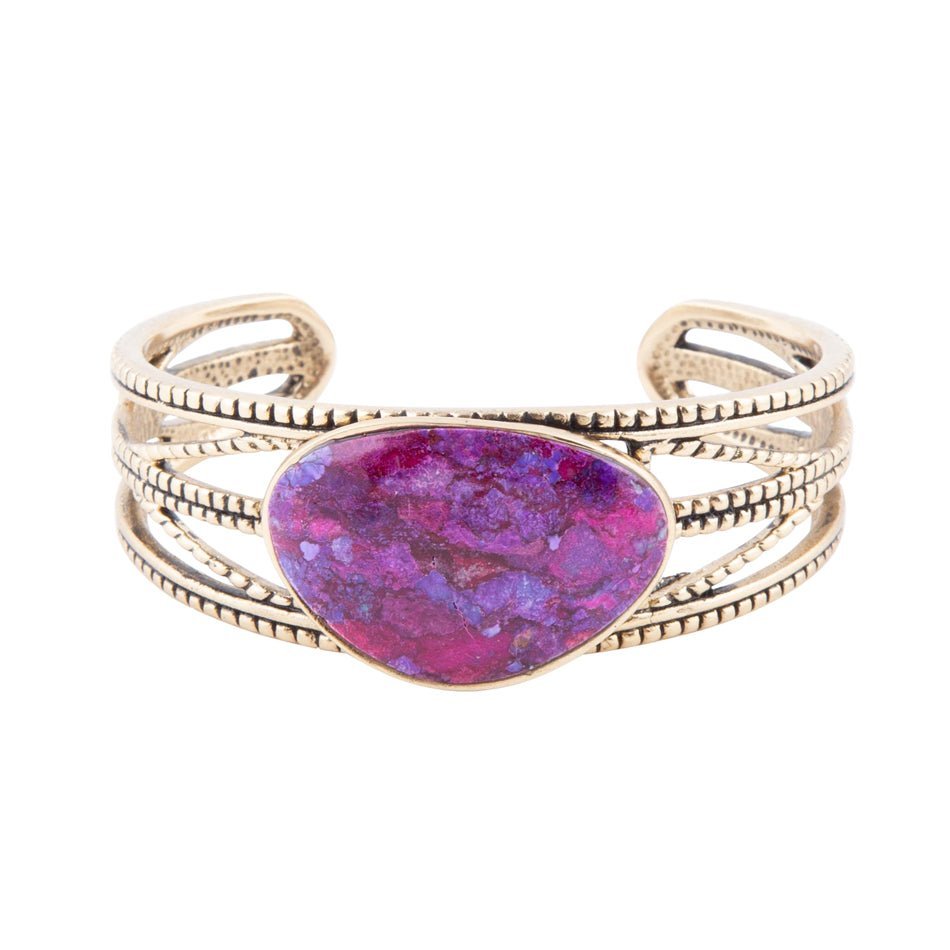 Purple Turquoise Golden Roped Cuff Bracelet - ThisandThatShoppe